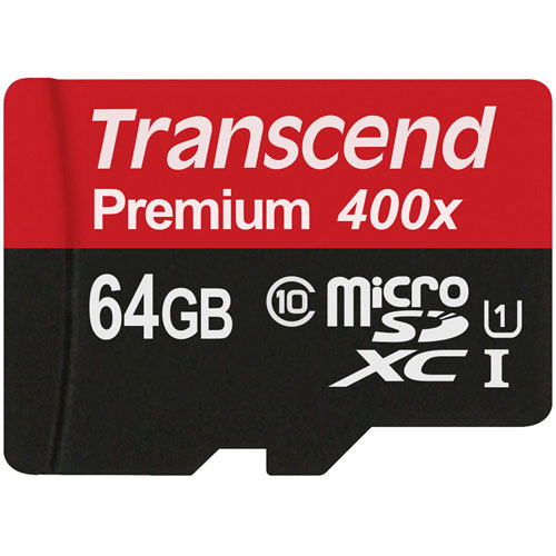 Transcend Micro SDHC Card 64GB Premium 400x